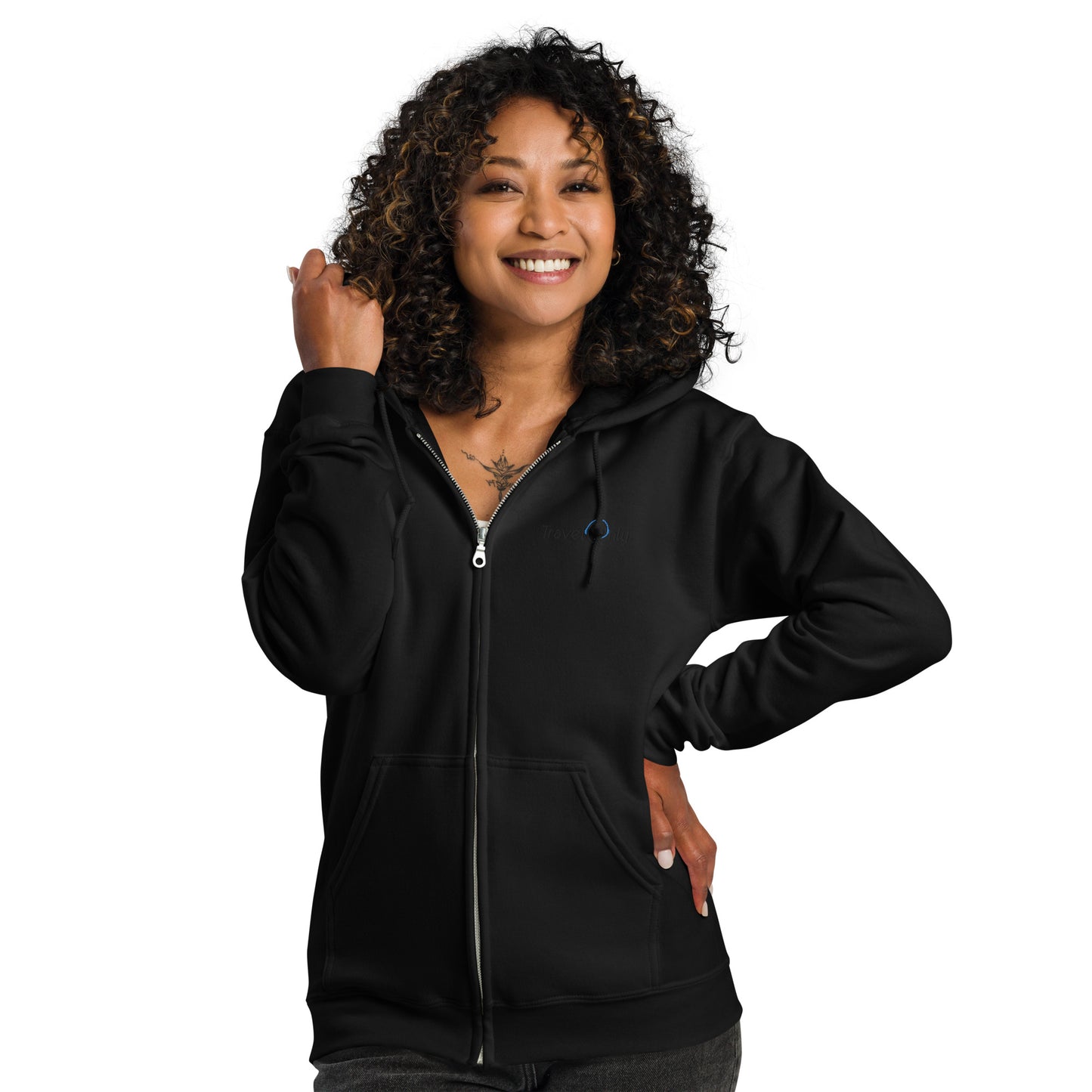 Heavy Blend Unisex Zip-Up Hoodie (TravelOnly Black Logo)