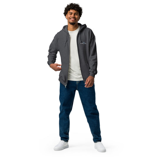 Heavy Blend Men’s Zip-Up Hoodie (TravelOnly White Logo)