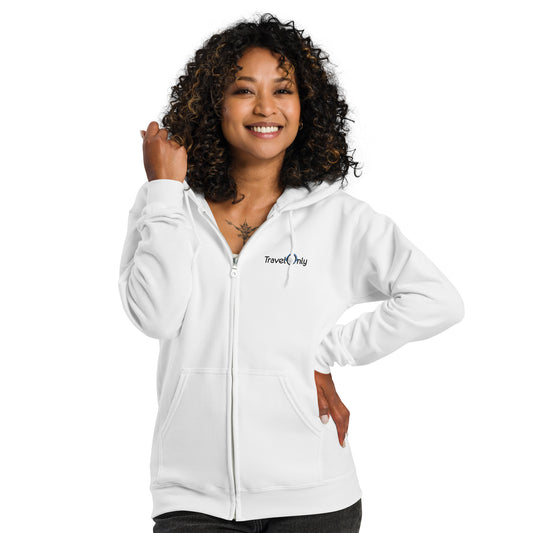 Heavy Blend Unisex Zip-Up Hoodie (TravelOnly Black Logo)